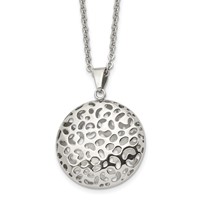Stainless Steel Polished Puffed Cut-out Design Necklace, 18" view 1