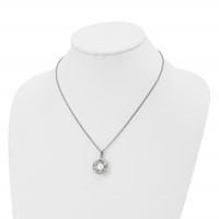 Chisel Stainless Steel Polished Necklace with Freshwater Cultured Pearl Flower Pendant on an Box Chain, 18" view 4