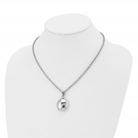 Stainless Steel Polished Hollow Puff Oval Necklace, 18" view 4