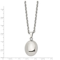 Stainless Steel Polished Hollow Puff Oval Necklace, 18" view 5