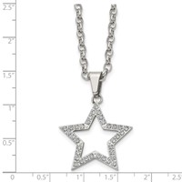 Stainless Steel Polished CZ Star Necklace, 18" view 5