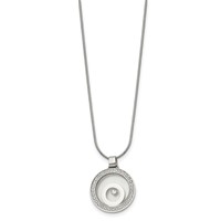Stainless Steel Polished Necklace with Moving CZ Floating in Glass Circle view 3