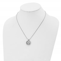 Stainless Steel Polished Necklace with Moving CZ Floating in Glass Circle view 4