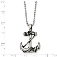 Chisel Stainless Steel Antiqued and Polished Anchorwiht Rope Pendant on a Ball Chain Necklace, 22" view 3