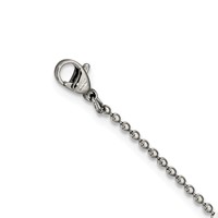 Stainless Steel Polished Solid Black Carbon Fiber Cross Necklace, 22" view 2