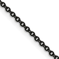 Chisel Stainless Steel Polished Black IP-plated 2.3mm Cable Chain, 18" view 1