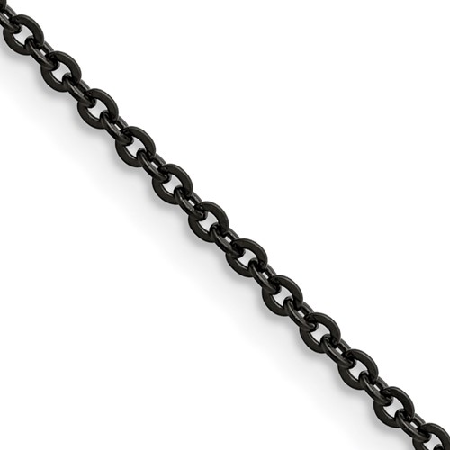 Chisel Stainless Steel Polished Black IP-plated 2.3mm Cable Chain, 18"