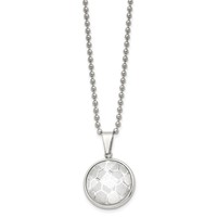 Chisel Stainless Steel Polished Necklace with Acrylic Soccer Ball Pendant on a Ball Chain, 22" view 2