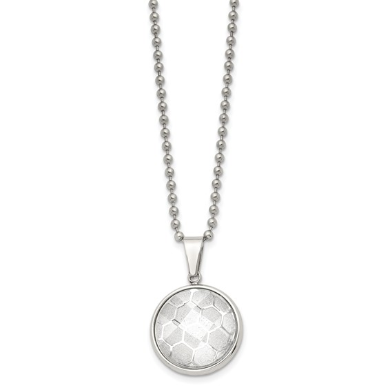 Chisel Stainless Steel Polished with Acrylic Soccer Ball Pendant on a 22 inch Ball Chain Necklace