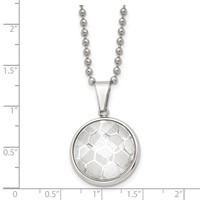 Chisel Stainless Steel Polished Necklace with Acrylic Soccer Ball Pendant on a Ball Chain, 22" view 3