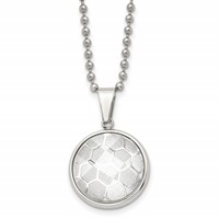 Chisel Stainless Steel Polished Necklace with Acrylic Soccer Ball Pendant on a Ball Chain, 22" view 1