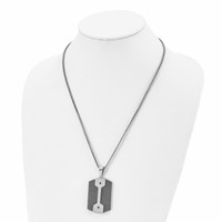 Stainless Steel Brushed & Polished Black IP-plated Dog Tag Necklace, 22" view 3