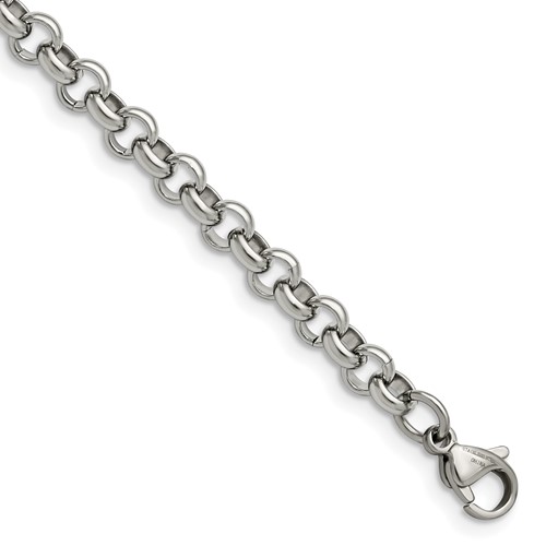 Chisel Stainless Steel Polished 6mm Rolo Chain, 7.5"