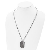 Stainless Steel Brushed & Polished Black IP Carbon Fiber Inlay Necklace view 4