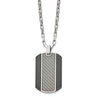 Stainless Steel Brushed & Polished Black IP Grey CarbonFiber Inlay Necklace view 3