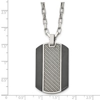 Stainless Steel Brushed & Polished Black IP Grey CarbonFiber Inlay Necklace view 5