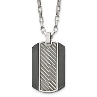 Stainless Steel Brushed & Polished Black IP Grey CarbonFiber Inlay Necklace view 1