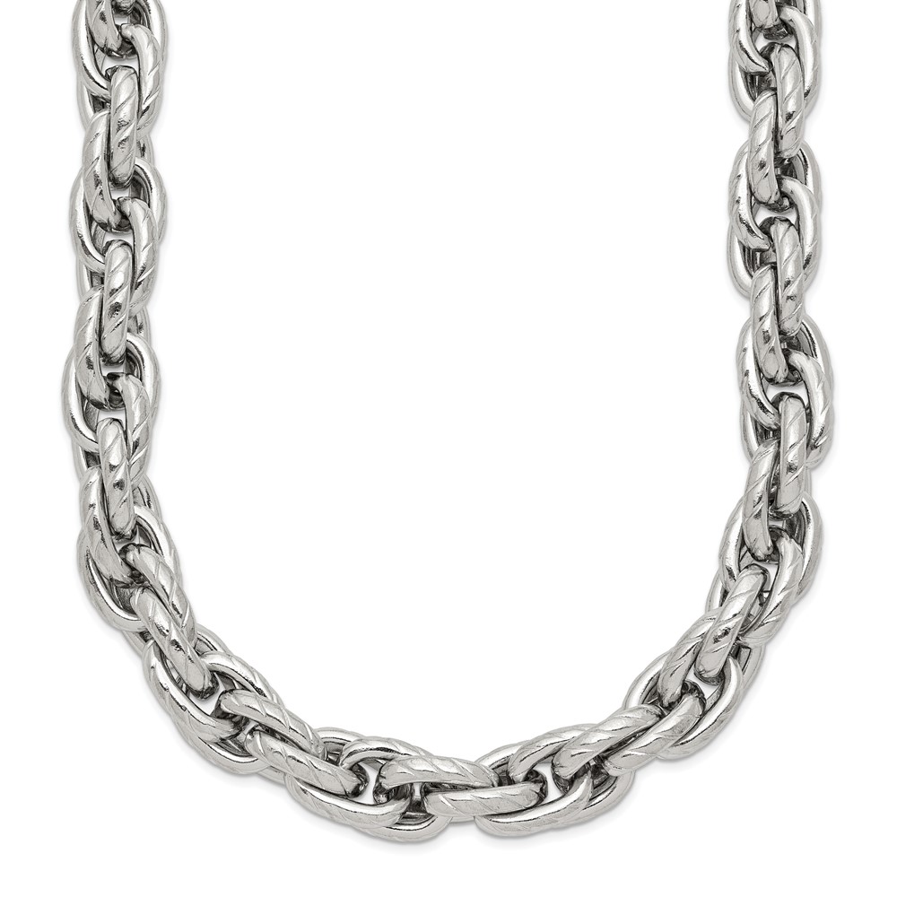 Stainless Steel Polished and Textured 24in Fancy Rope Chain