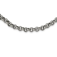 Chisel Stainless Steel Polished and Textured Link Necklace - 24in view 4
