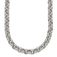 Chisel Stainless Steel Polished and Textured Link Necklace - 24in view 1