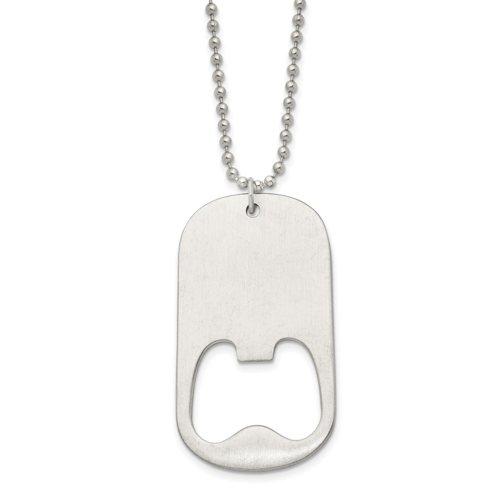Chisel Stainless Steel Brushed Functional Bottle Opener Dog Tag on a Ball Chain Necklace - 22in