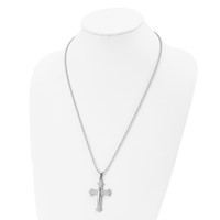 Chisel Stainless Steel Polished Cross Pendant on a Ball Chain Necklace, 24" view 4