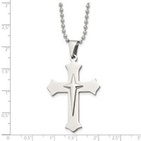 Chisel Stainless Steel Polished Cross Pendant on a Ball Chain Necklace, 24" view 5