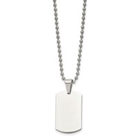 Chisel Stainless Steel Brushed and Polished 2mm Reversible Dog Tag on a Ball Chain Necklace, 24" view 2