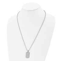 Chisel Stainless Steel Brushed and Polished 2mm Reversible Dog Tag on a Ball Chain Necklace, 24" view 4