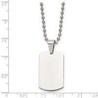 Chisel Stainless Steel Brushed and Polished 2mm Reversible Dog Tag on a Ball Chain Necklace, 24" view 5