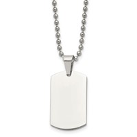 Chisel Stainless Steel Brushed and Polished 2mm Reversible Dog Tag on a Ball Chain Necklace, 24" view 1