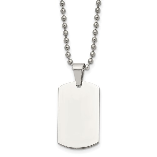 Chisel Stainless Steel Brushed and Polished 2mm Reversible Dog Tag on a Ball Chain Necklace, 24"