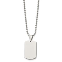 Chisel Stainless Steel Brushed and Polished 4mm Reversible Dog Tag on a Ball Chain Necklace, 24" view 2