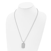 Chisel Stainless Steel Brushed and Polished 4mm Reversible Dog Tag on a Ball Chain Necklace, 24" view 4