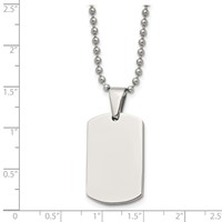Chisel Stainless Steel Brushed and Polished 4mm Reversible Dog Tag on a Ball Chain Necklace, 24" view 5