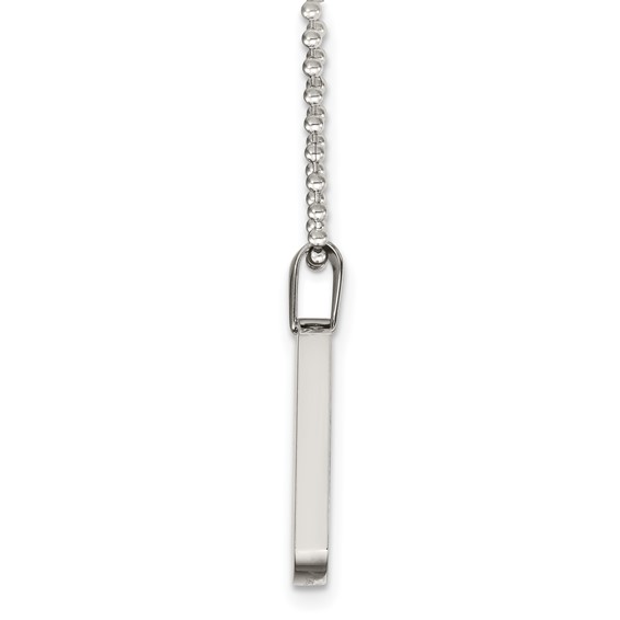 Chisel Stainless Steel Brushed and Polished 4mm Reversible Dog Tag on a 24 inch Ball Chain Necklace