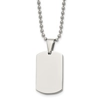 Chisel Stainless Steel Brushed and Polished 4mm Reversible Dog Tag on a Ball Chain Necklace, 24" view 1