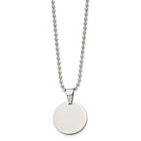 Chisel Stainless Steel Brushed and Polished Reversible Round 2mm Dog Tag on a Ball Chain Necklace, 24" view 2