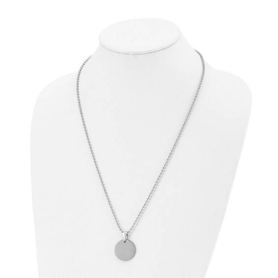 Chisel Stainless Steel Brushed and Polished Reversible Round 2mm Dog Tag on a 24 inch Ball Chain Necklace
