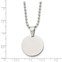 Chisel Stainless Steel Brushed and Polished Reversible Round 2mm Dog Tag on a Ball Chain Necklace, 24" view 5