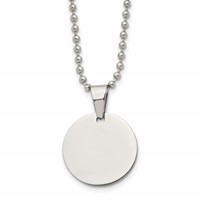Chisel Stainless Steel Brushed and Polished Reversible Round 2mm Dog Tag on a Ball Chain Necklace, 24" view 1