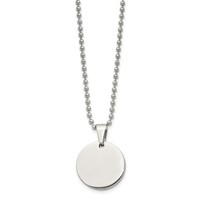 Chisel Stainless Steel Brushed and Polished Reversible Round 4mm Dog Tag on a Ball Chain Necklace, 24" view 2