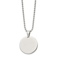 Chisel Stainless Steel Brushed and Polished Reversible Round 2mm Dog Tag on a Ball Chain Necklace, 24" view 2