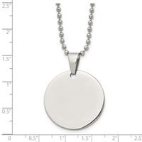 Chisel Stainless Steel Brushed and Polished Reversible Round 2mm Dog Tag on a Ball Chain Necklace, 24" view 5