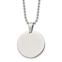 Chisel Stainless Steel Brushed and Polished Reversible Round 2mm Dog Tag on a Ball Chain Necklace, 24" view 1