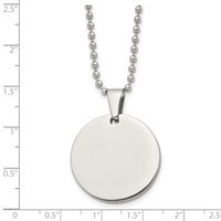 Chisel Stainless Steel Brushed and Polished Reversible Round 4mm Dog Tag on a Ball Chain Necklace, 24" view 5