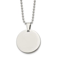Chisel Stainless Steel Brushed and Polished Reversible Round 4mm Dog Tag on a Ball Chain Necklace, 24" view 1