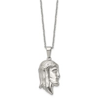 Chisel Stainless Steel Polished Jesus Silhouette Pendant on a Cable Chain Necklace, 22" view 3