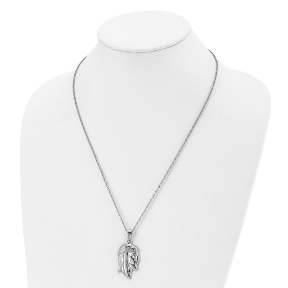 Chisel Stainless Steel Polished Jesus Silhouette Pendant on a 22 inch Cable Chain Necklace