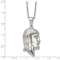 Chisel Stainless Steel Polished Jesus Silhouette Pendant on a Cable Chain Necklace, 22" view 5